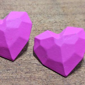 Large Geometric Heart Earrings Post Love